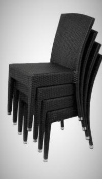 4er Set Stühle schwarzes Geflecht