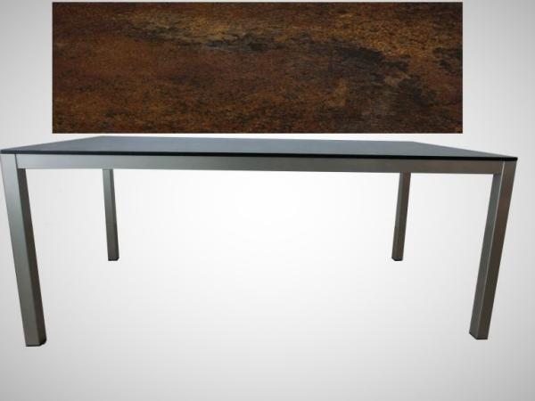 Esstisch 180x90 HPL Tischplatte Dekor "Rusty-Steel"